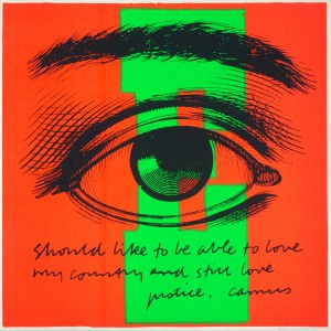 Here's lookin' at you, kid: Corita Kent's "E eye love" is part of a major exhibit at The Warhol. (Image courtesy of Corita Art Center, Los Angeles.)