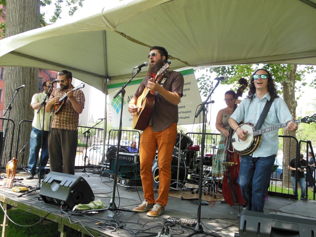 Members of The Shelf Life String Band bring bluegrass to the Deutschtown Music Festival.