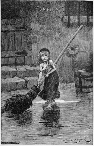 Famous image of Cosette from the Victor Hugo novel. Illustration by Emile Bayard. 