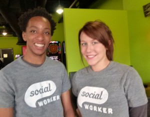 Two very "Social" workers (l. to r.) Addae Pinkeney and Mandy Taylor.