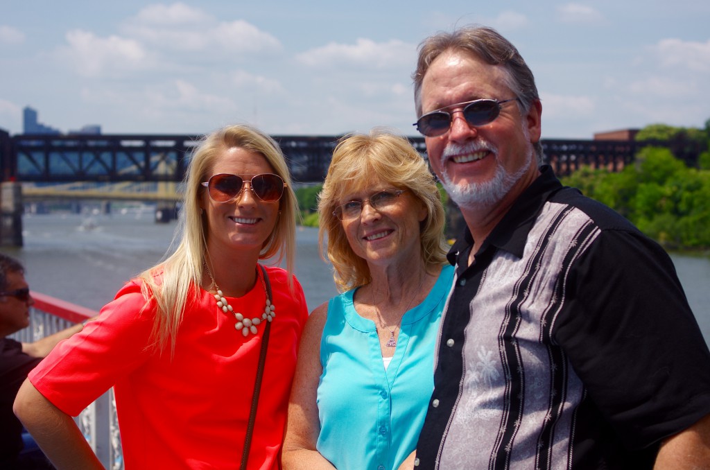 Enjoying the view from the third deck of The Empress, from left, Colleen, Pam and Tom Zysk.