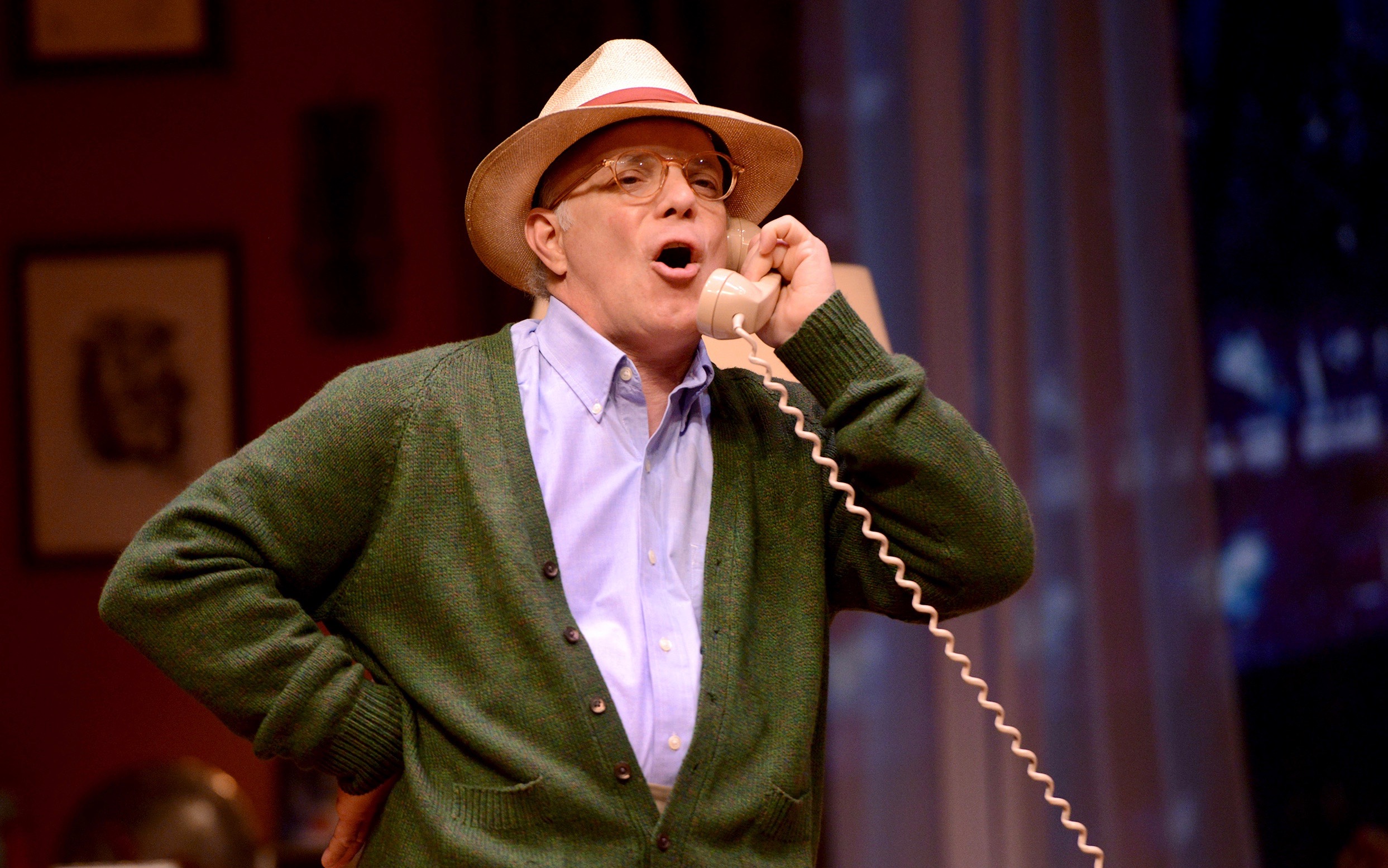 He's not ordering pizza; he's going bananas. Eddie Korbich plays an off-the-deep-end Truman Capote in "TRU" at The Public.