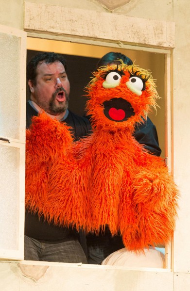 Trekkie Monster (voiced by Rob James) is co-manipulated by Ryan McGrogan (hidden from view), and this Monster is a master manipulator in his own right. 