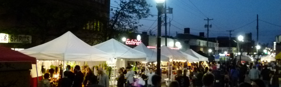 Lighted booths line the Murray Avenue promenade.