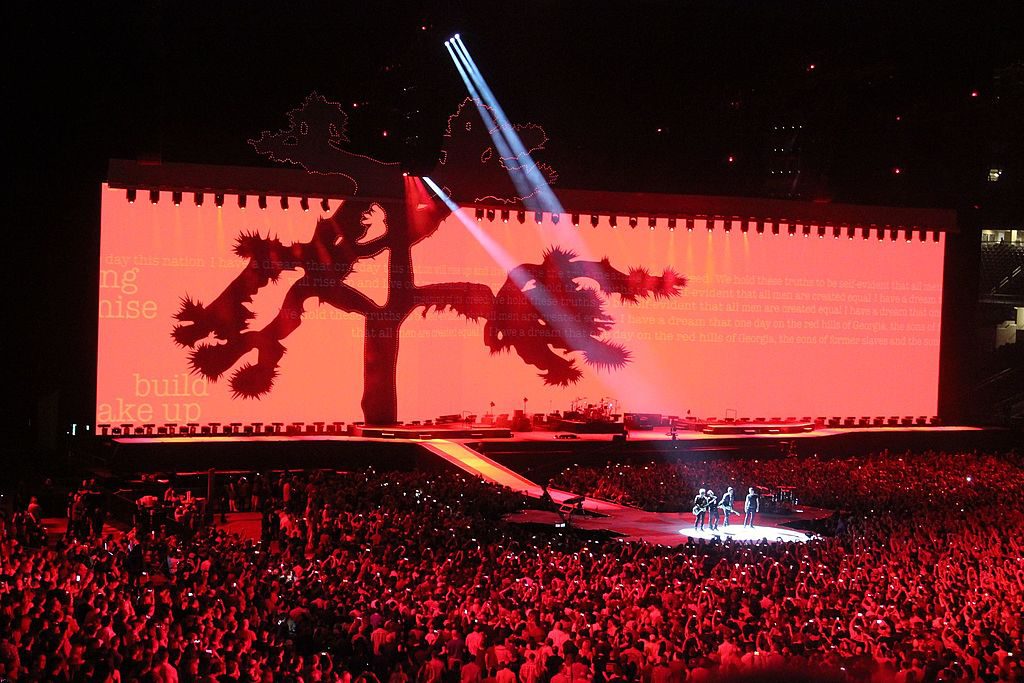 U2 performing on The Joshua Tree 2017 Tour in May at AT&T Stadium in Arlington, Texas. photo: Francois Mulder and Wikipedia.