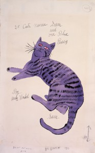 Cover sketch for Warhol's self-published book "25 Cats Name Sam and One Blue Pussy." While building his career in the 1950s he gave copies of the book to friends and influential people.  (Image © Andy Warhol Foundation)