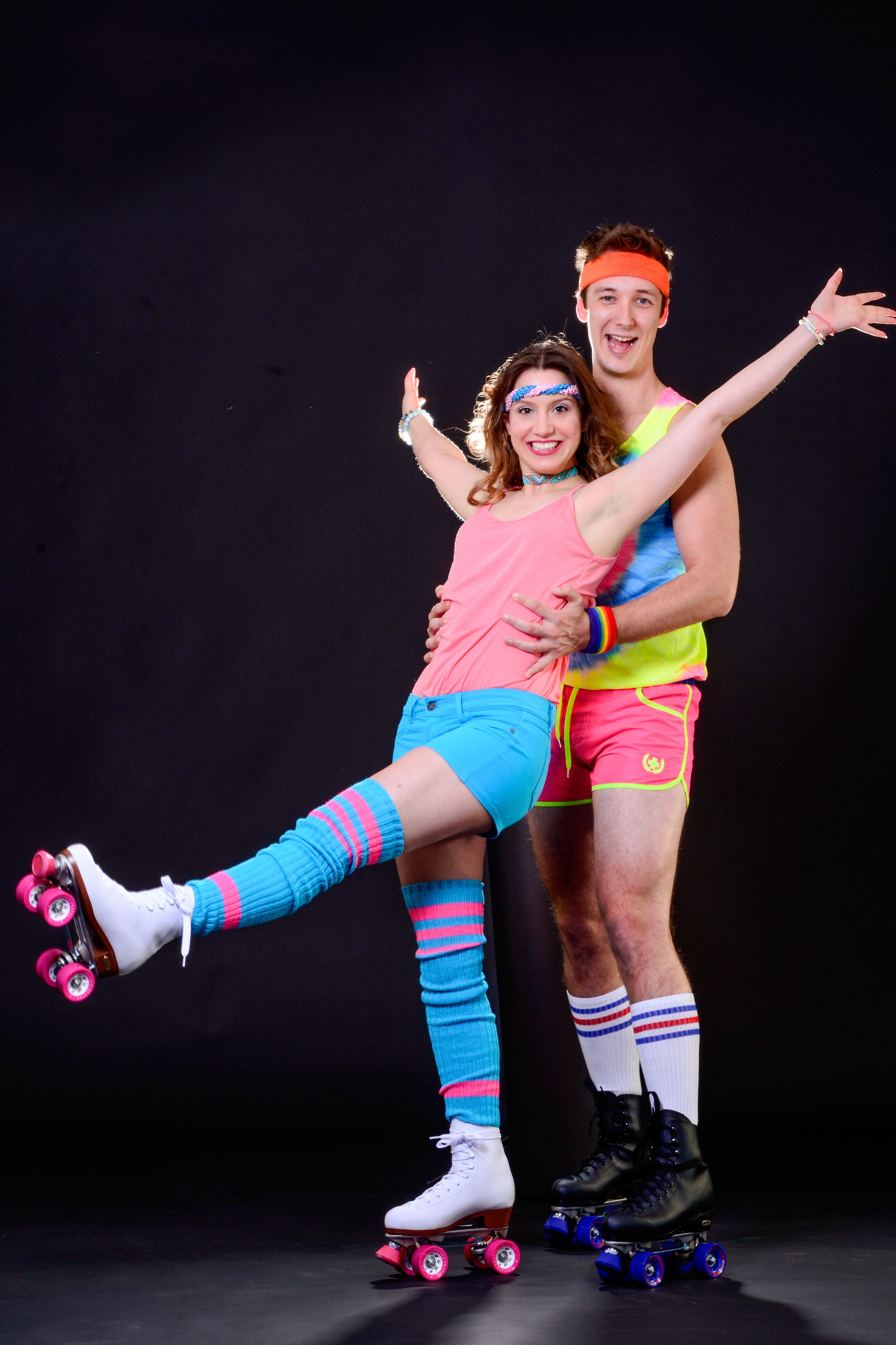 Actors (and skaters) Olivia Vadnais and Reed Allen Worth have fun in CLO Cabaret's 'Xanadu.' photo: Archie Carpenter.