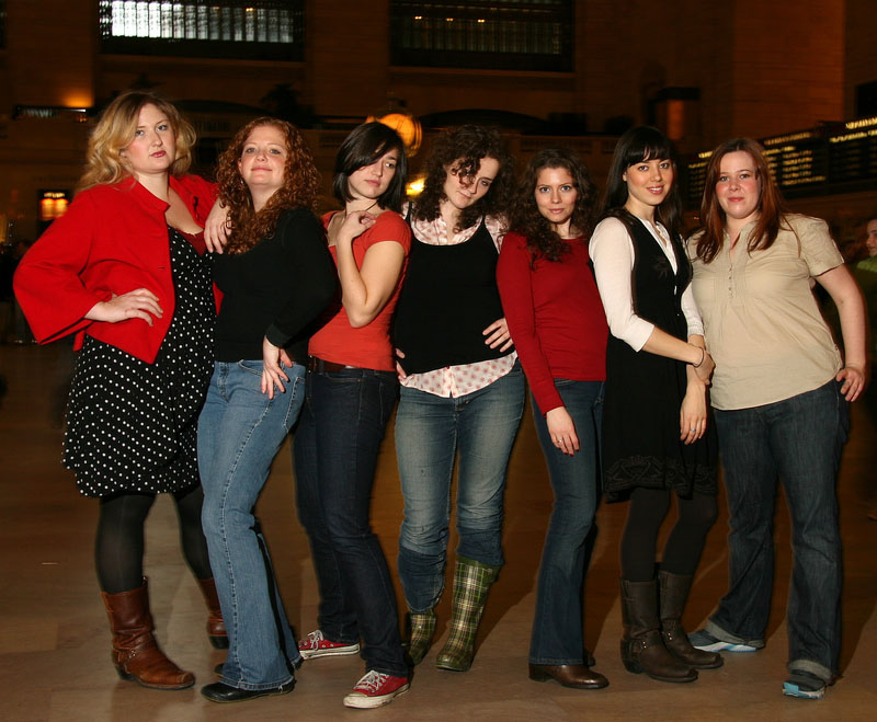 New-York based improv troupe Bombardo, featuring Aubrey Plaza (second from right).