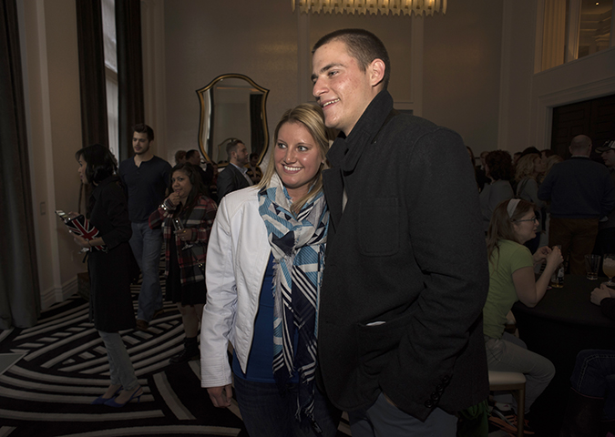 That's superfan Jenna Maine with Chris Jamison during a meet-and-greet at Hotel Monaco.