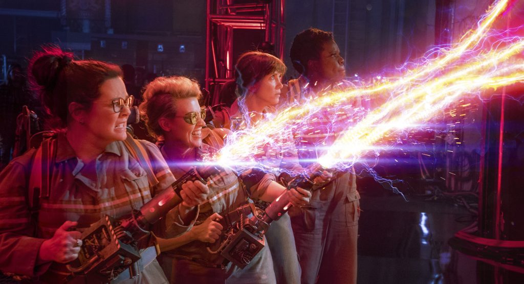 The Ghostbusters Abby (Melissa McCarthy), Holtzmann (Kate McKinnon), Erin (Kristen Wiig) and Patty (Leslie Jones) 'ain't afraid of no ghost' in Columbia Pictures' 'Ghostbusters.'