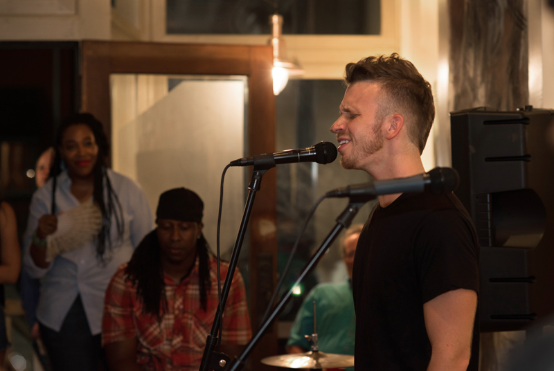 Soulful singer Aaron Pfeiffer was visiting his hometown over the weekend and offered to perform at the Fieldwork show. He now lives in New York City and recently released his debut single "Can't Shake This."