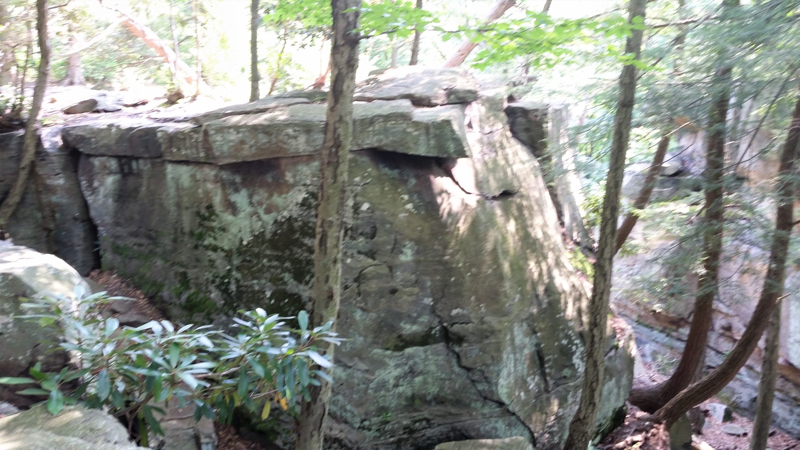 A view of a large rock formation near the top of the overlook.