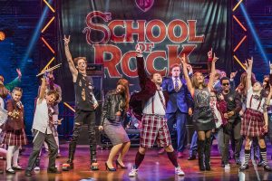 A scene from 'School of Rock' at the New London Theatre with the original London cast. The national touring company will play the Benedum as part of the PNC Broadway in Pittsburgh series. Photo by Tristram Kenton.|Teacher Dewey Finn shows his students how to jam. New London Theatre with the original London Cast. Photo: Tristram Kenton.