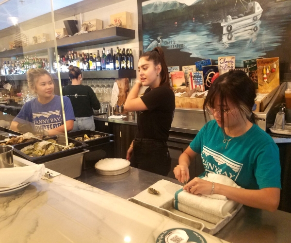 Fresh oysters shucked right in front of you at Fanny Bay's
