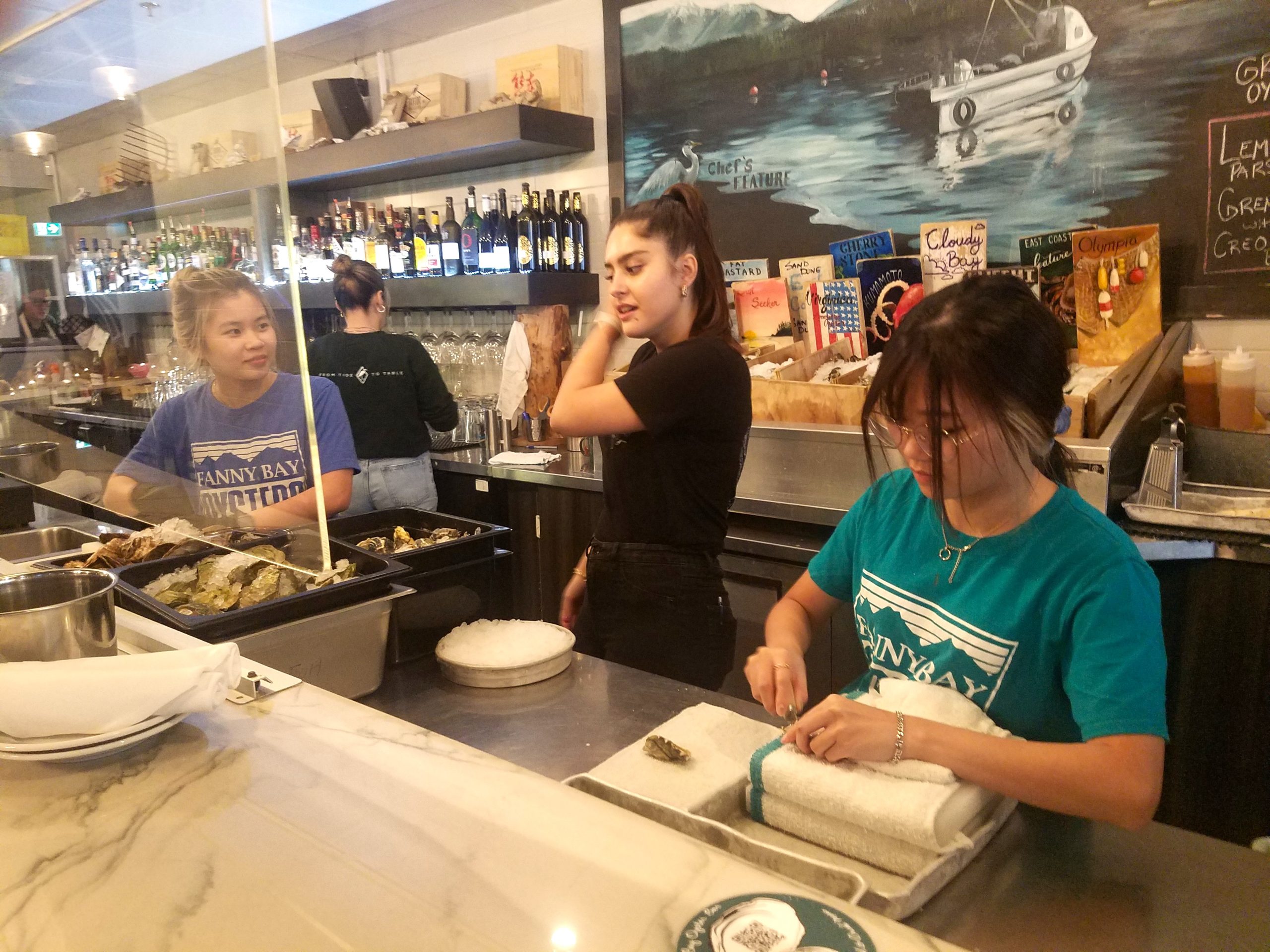 Fresh oysters shucked right in front of you at Fanny Bay's