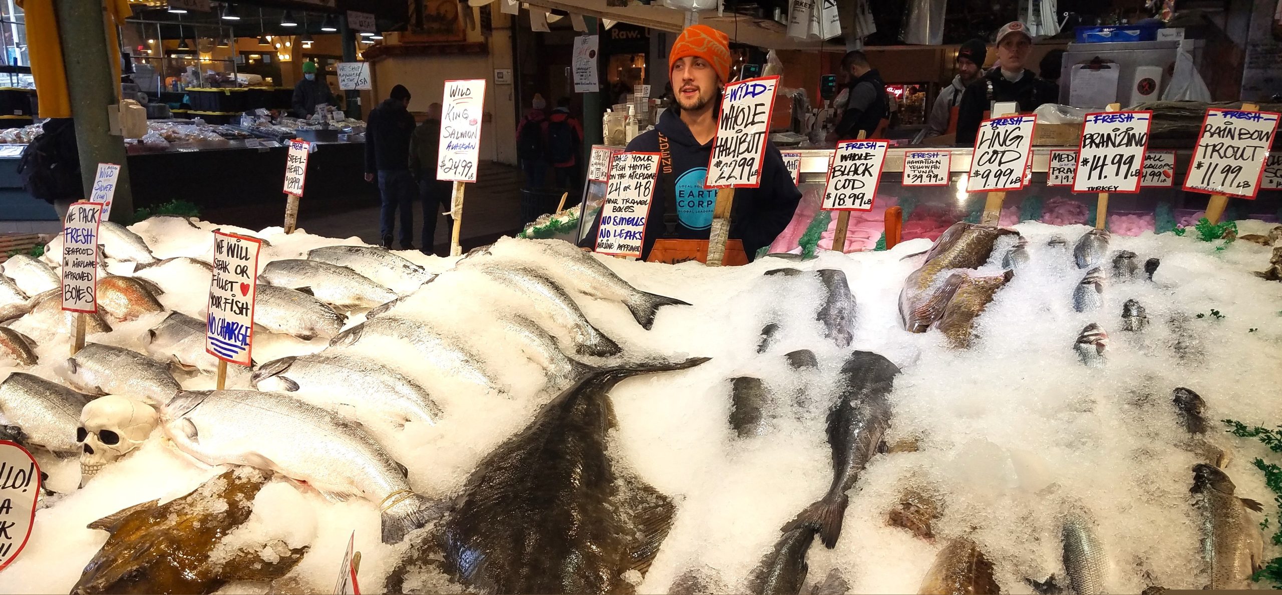 Pike Place Fish Market, where the fish are fresh and the employees are fun.