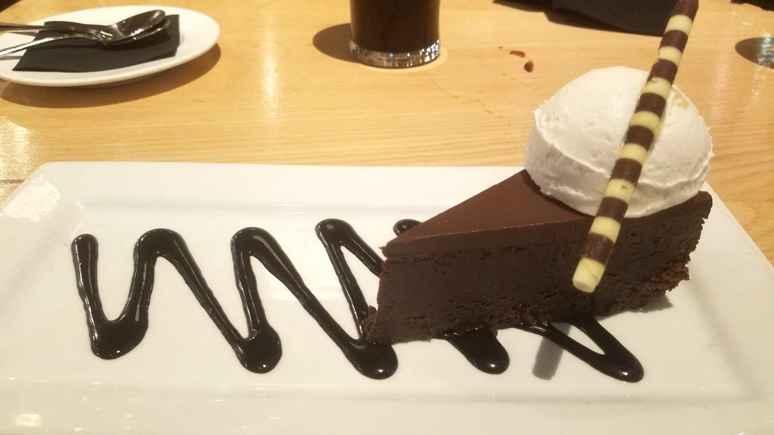 Steven had chocolate cake and vanilla ice cream for dessert at Deschutes and it sure looks scrumptious!
