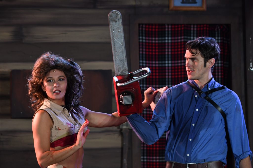 Callee Miles (Annie) and Brett Goodnack (Ash) are ready for action in PMT's 'Evil Dead The Musical.' (Photo: Matt Polk)