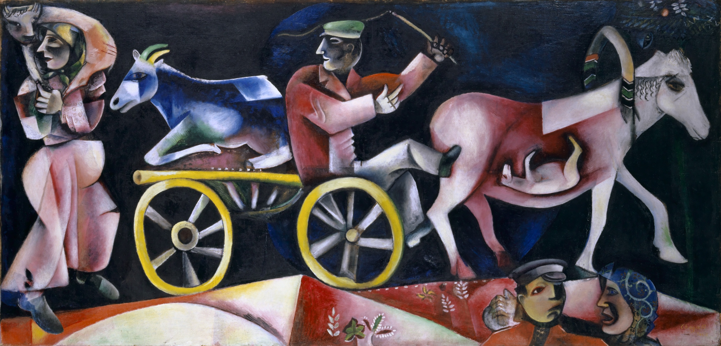 Marc's 2012 painting 'The Cattle Dealer' shows the free-ranging uses of color and form that fueled his artistic ascent. In later works, he'd send human and animal figures airborne: hence the 'Flying Lovers' of the play's title.