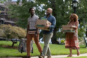 Brothers Cliff (Sterling K. Brown) and Monk (Jeffrey Wright) with friend Coraline (Erika Alexander) move mountains of family history in 'American Fiction.'