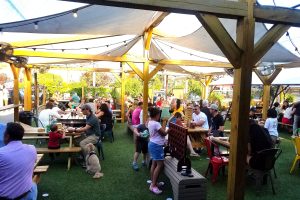 The outdoor dining area at Walters southern Kitchen is always a lively spot. (Photo: Rick Handler)