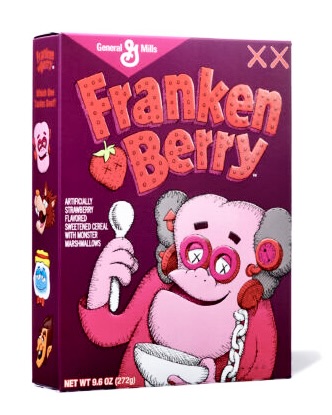 ... And just in time for Halloween of 2022, KAWS redesigned limited-edition cereal boxes from General Mills, giving the company's happy cereal monsters new looks. (© KAWS, photo: Brad Bridgers)