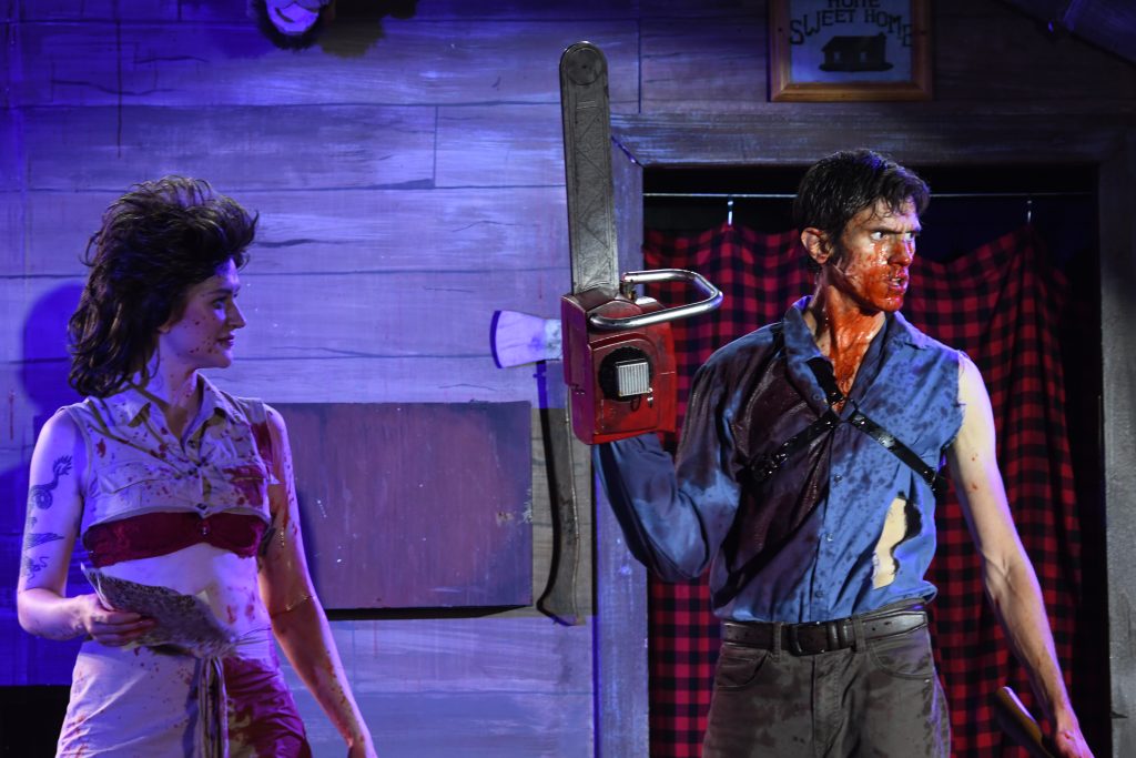 Things get a little 'choppy' in PMT's 'Evil Dead: The Musical.' Zanny Laird as Annie and Brett Goodnack as Ash.