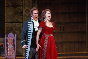 Baron Scarpia (Kyle Albertson) accuses Floria Tosca (Ana María Martínez) of lying in Pittsburgh Opera's 'Tosca.' (Photo: David Bachman Photography for Pittsburgh Opera)