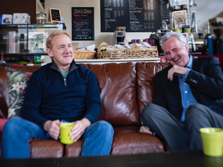 David Whalen (l.) as Jeff and Dihlon McManne (r.) as Dan are the two actors in Irish Riviera's production of 'Years to the Day.'