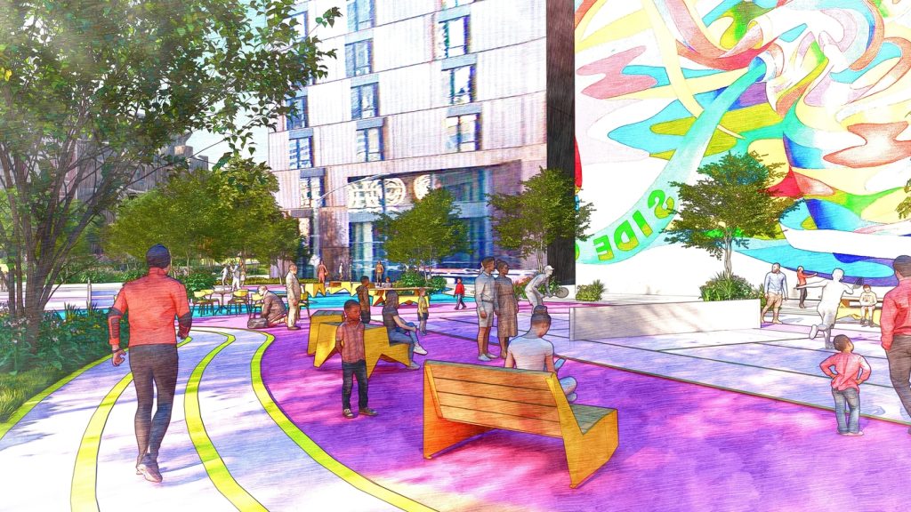 Flex Zone space at Arts Landing. (Rendering by Field Operations courtesy of the Pittsburgh Cultural Trust.)