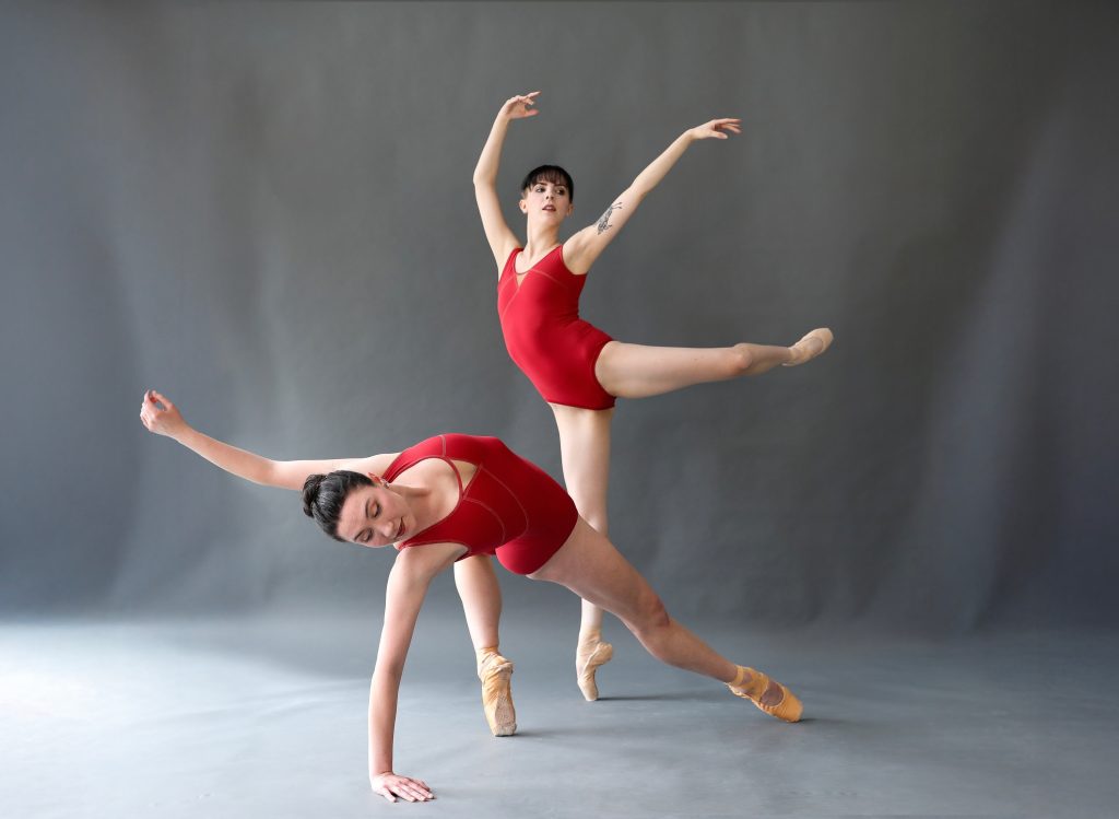 Dancers Madeline Kendall Schreiber (She/Her) and Jillian Sinko (She/They) will dance in Texture Contemporary Ballet's 'Infinite Abundance.' (Photograph by Rachel Harman)