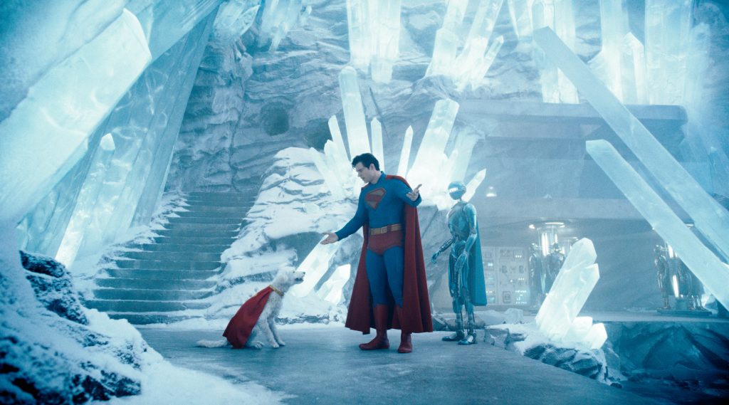 In the Fortress of Solitude, Superdog wants to run the show. Superman (Cornswet) has a different idea, while one of his 12 robots awaits his barking orders.