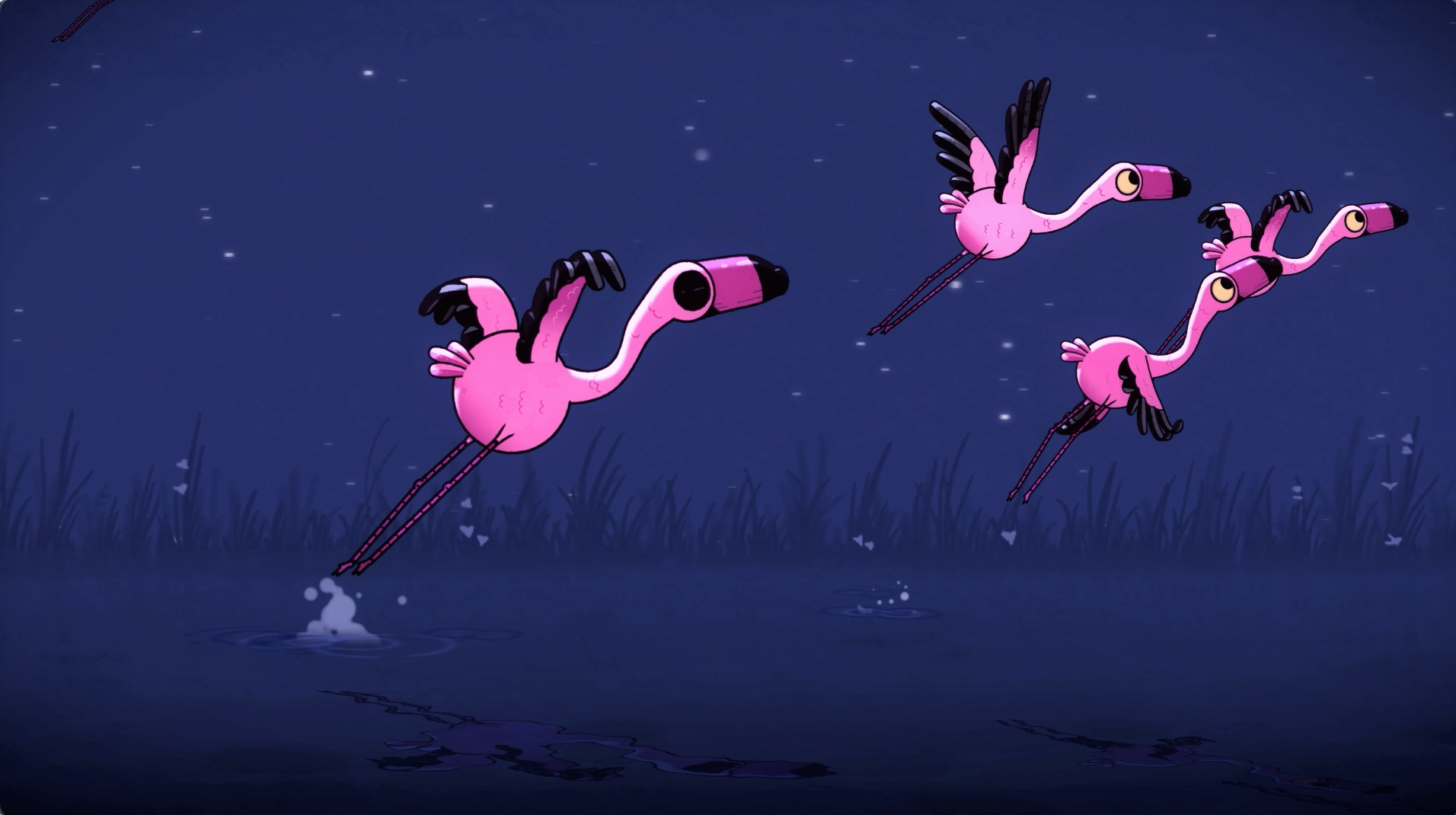 Pink flamingos abound in 'Animated Arias.' This video animation, one of six in the show, is set to the 'Habanera' from Bizet's 'Carmen'—"L'amour est un oiseau rebelle que nul ne peut apprivoiser ..." ("Love is a rebellious bird that no one can tame ...")