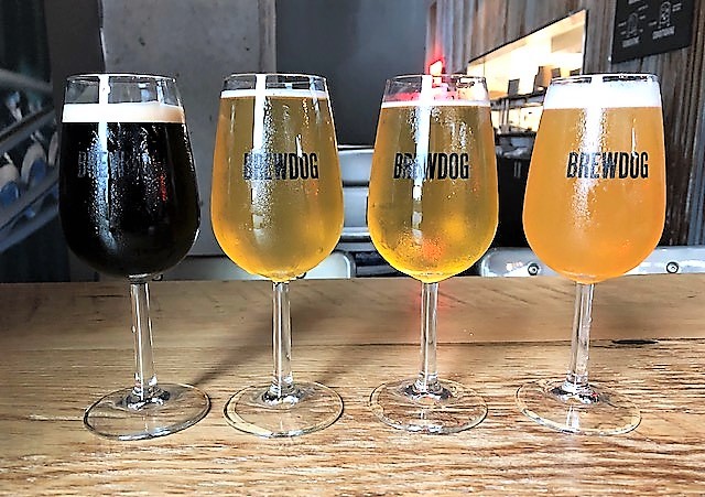 L. to r: Jet Black Heart Nitro Stout, Yinzer Pale Ale, Roberto Clementine, Punk IPA make for a tasty flight of four brews.