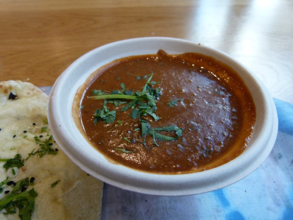 Black lentil daal and naan bread.