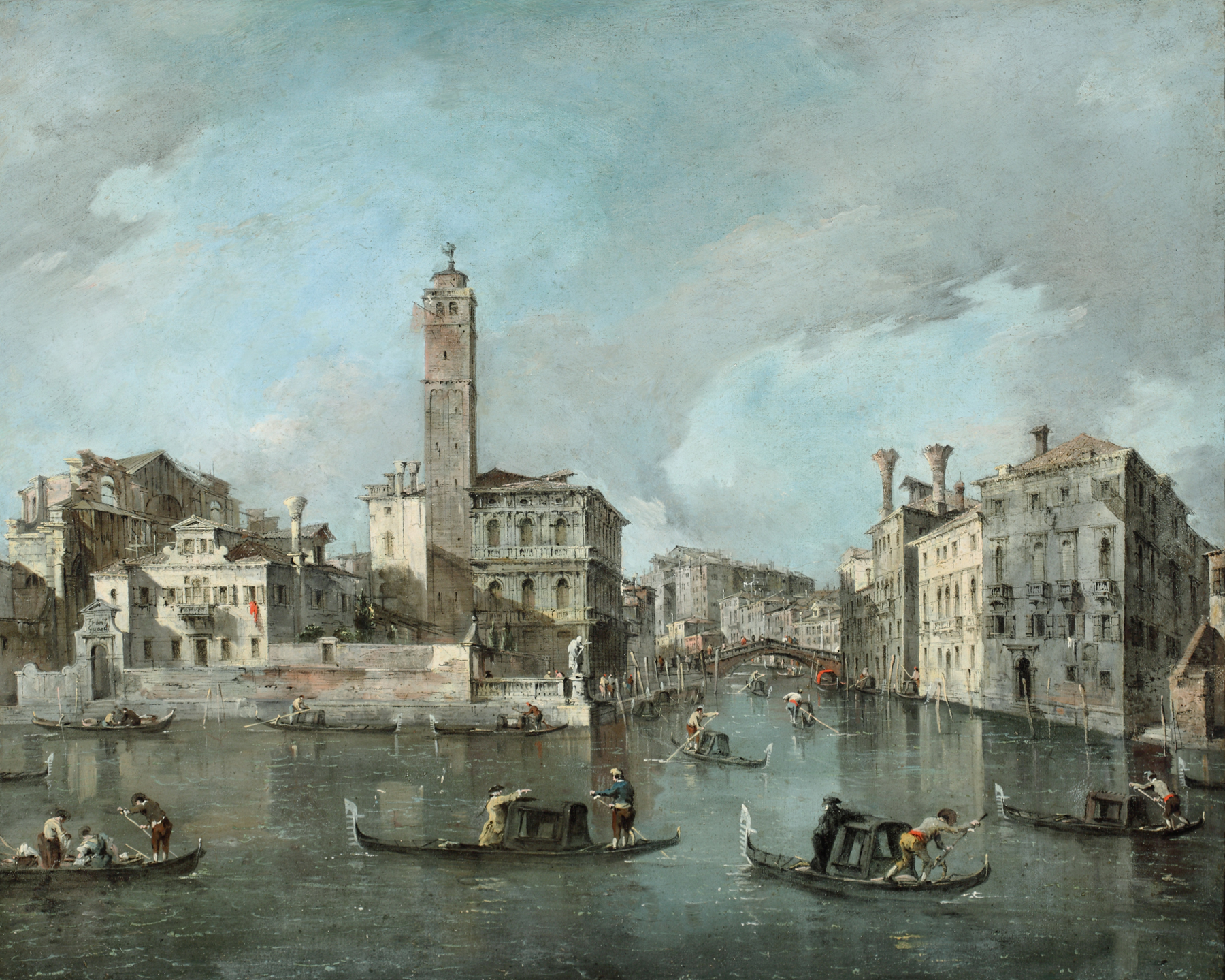 In the 1700s, before picture postcards, wealthy travelers bought paintings as mementos. Francesco Guardi's "View on the Grand Canal at San Geremia, Venice" (1760-65) wound up many years later in the collection of Henry Clay Frick.