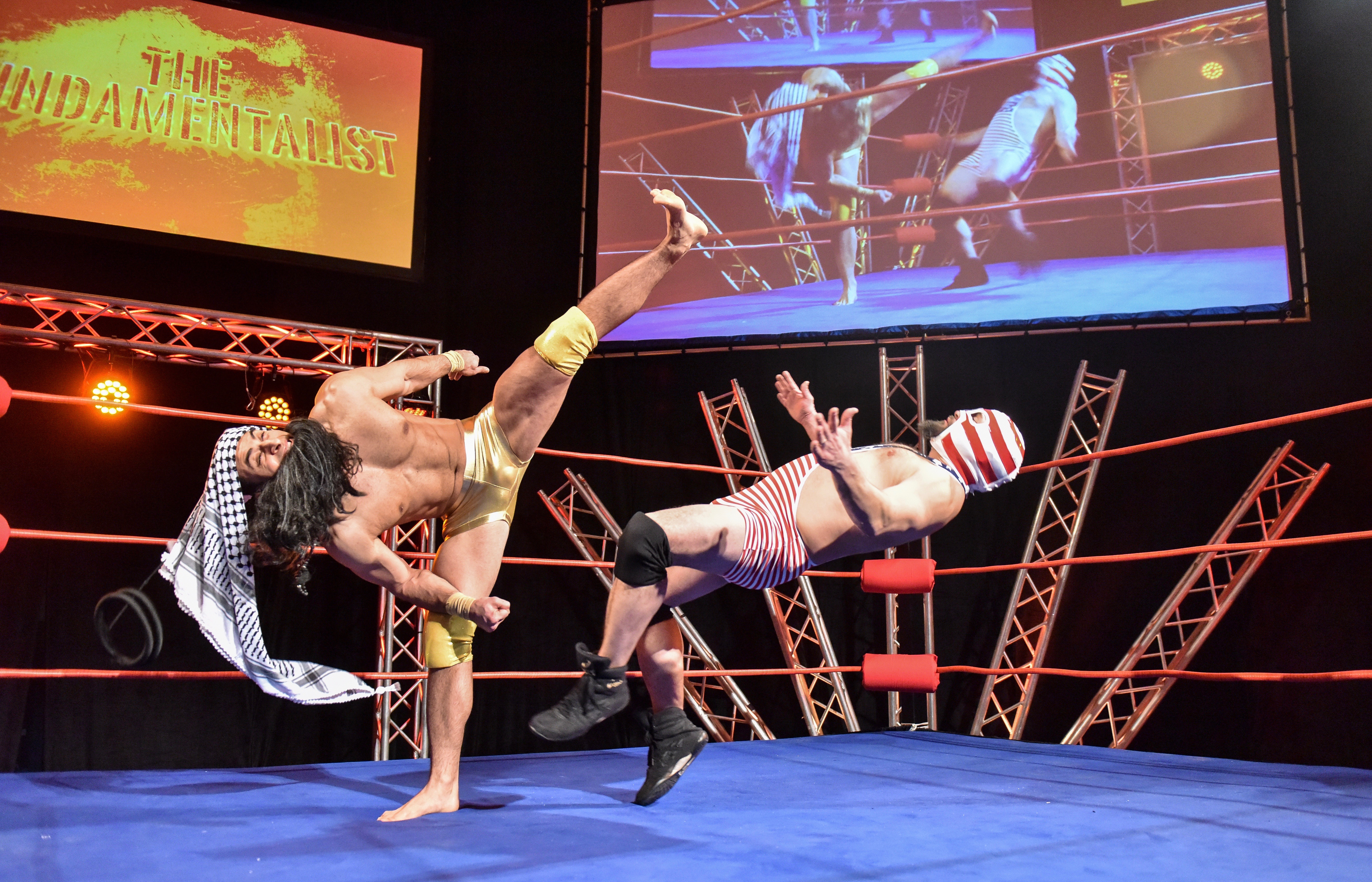 The Fundamentalist takes out Old Glory (Jared Bajoras) with his 'sleeper cell kick.'