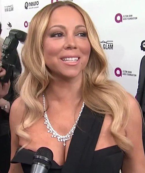 Mariah Carey at the Elton John Oscar Party in 2016. (photo: Fashion Passport TV and Wikipedia)