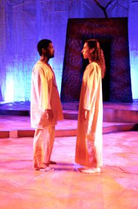 The classic tale of 'Oedipus Rex' is onstage at PICT. Justin Wade Wilson as Oedipus, Shammen McCune as Jocasta. photo: Suellen Fitzsimmons.