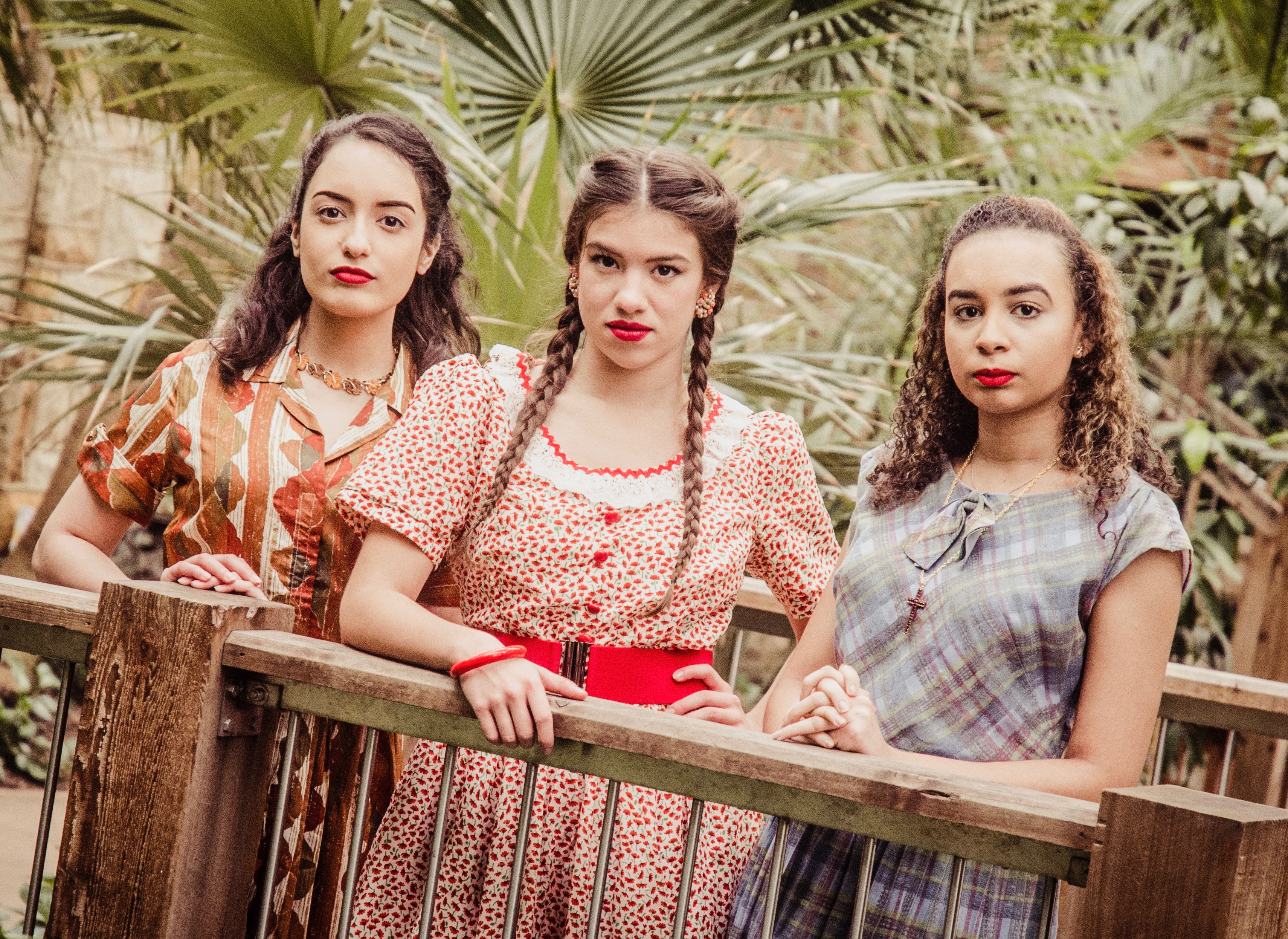 'In the Time of the Butterflies' is a recent stage adaptation, by Caridad Svich, of the true-life novel about women who dared to oppose a dictatorial regime in the Dominican Republic. It's at Prime Stage Theatre, and playing the trio who called themselves 'the butterflies' are (L to R) Evelyn Hernandez, Frances Tirado, and Krystal Rivera. (photo: Laura Slovesko)