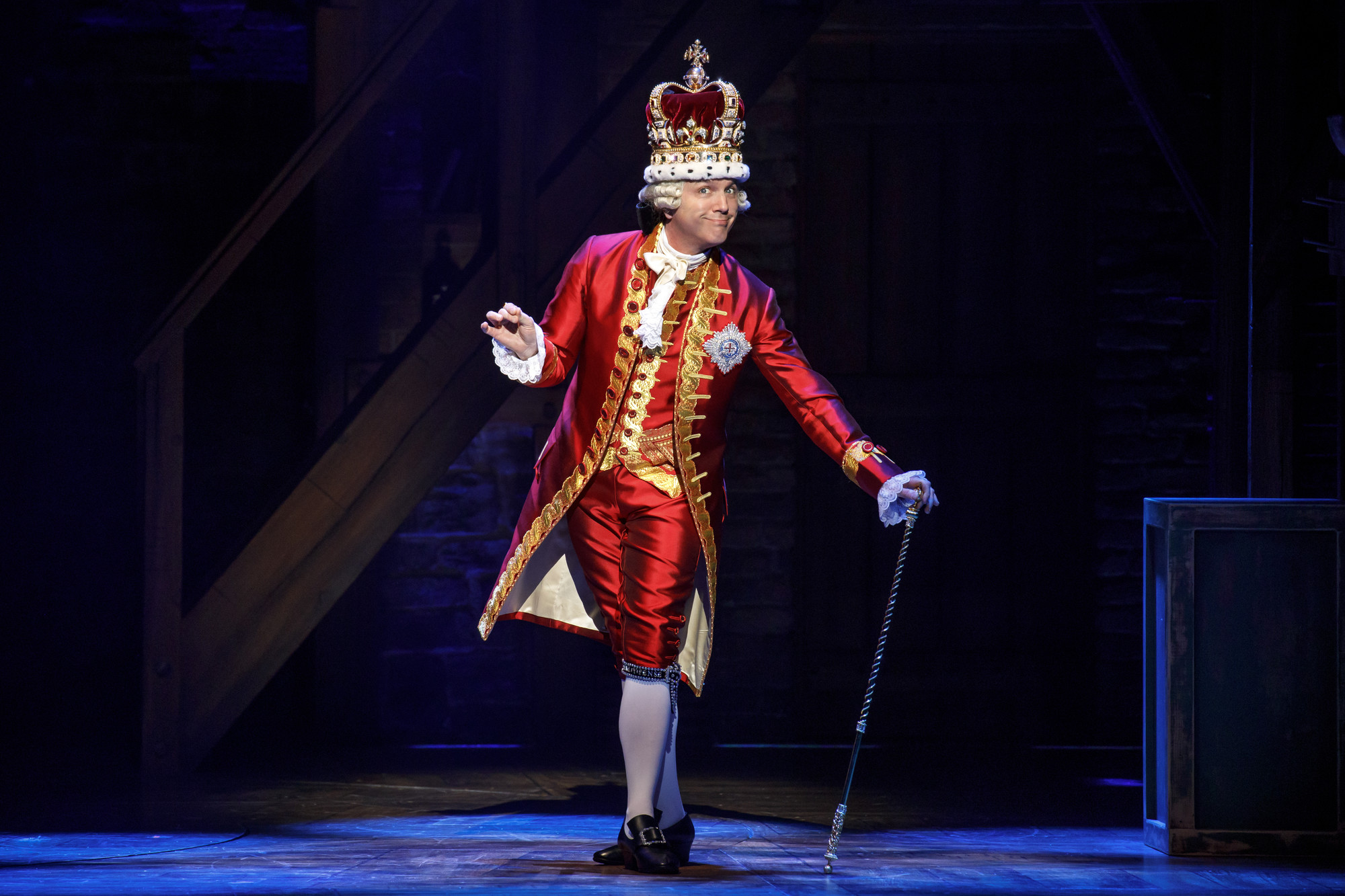 Patrick Walker plays everybody's unfavorite white male authority figure, George III, in the new production of 'Hamilton.' (Photo © Joan Marcus)