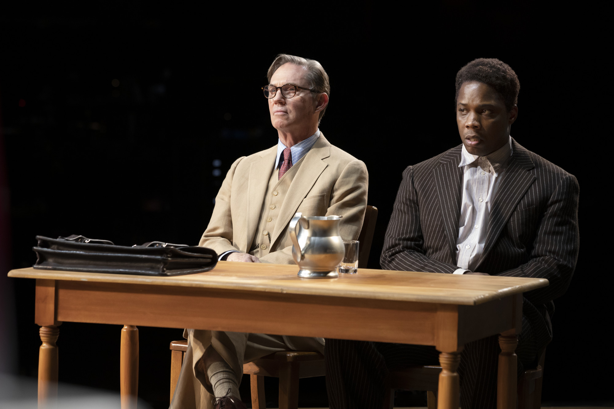 In the new 'To Kill a Mockingbird,' treatment of Black persons remains the central issue, but everything's not so black and white. The touring cast has Richard Thomas as Atticus Finch and Yaegel T. Welch as Tom Robinson. (photo: Julieta Cervantes)