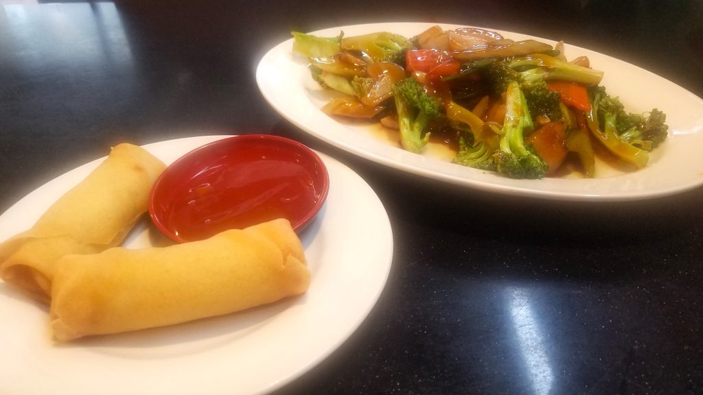Vegetable spring rolls and Vegetable Delight (How Lee).