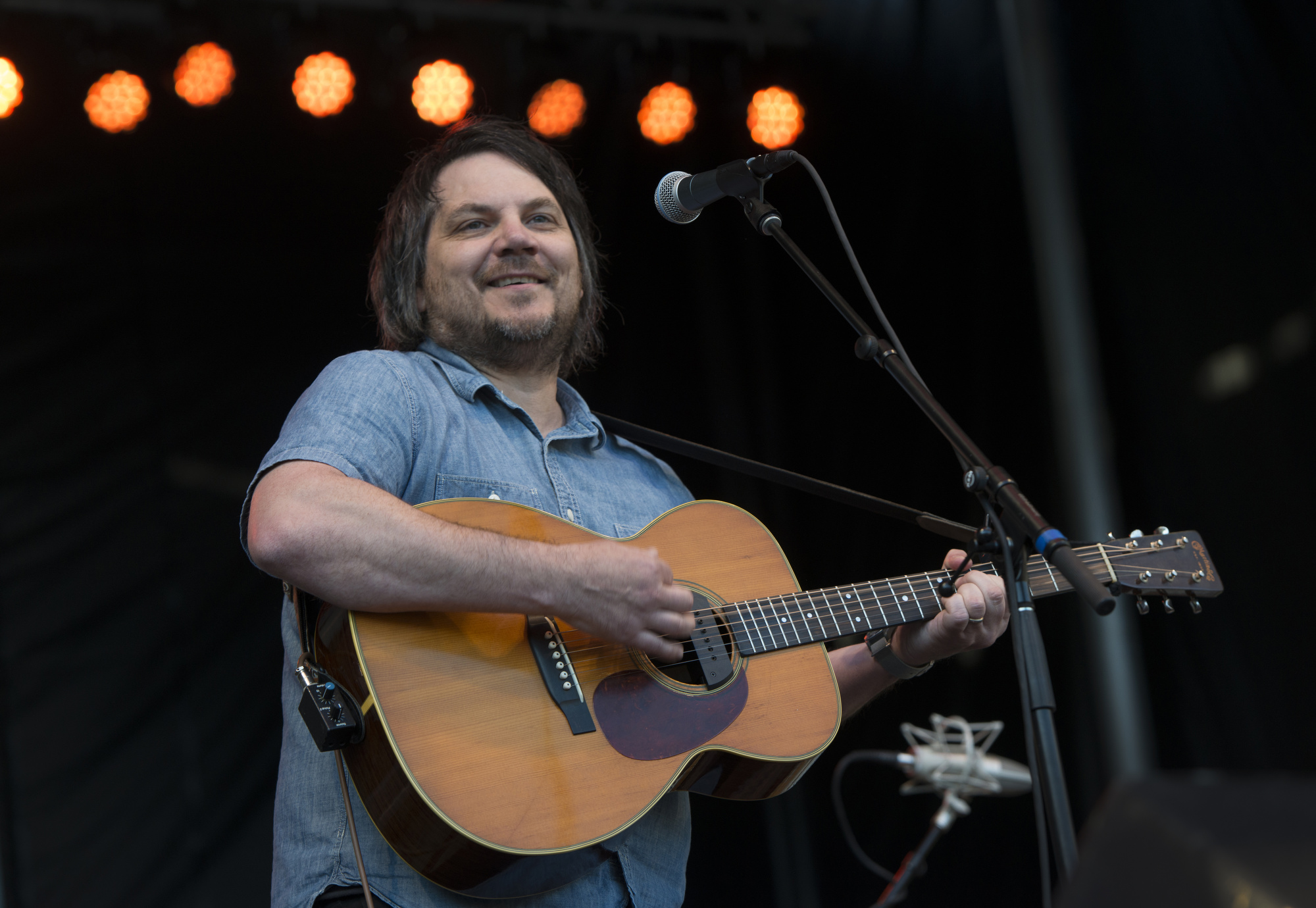 Jeff Tweedy, frontman for the nationally known alt-rock band Wilco, plays a new song on opening night of the festival.