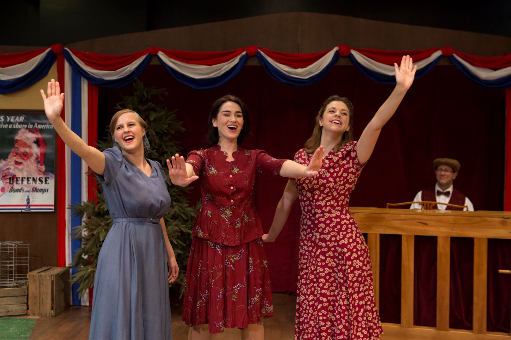 Reunited for theatrical purposes, Elizabeth Boyke, Moira Quigley, and Mandie Russak once more play the title trio in 'The Carols.' (photo: Heather Mull)