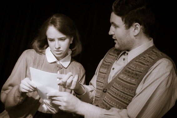 Actors Julia Paul and Jared Lewis play German college students opposing the Nazi regime in Prime Stage's 'The White Rose.' (photo: Laura Slovesko)